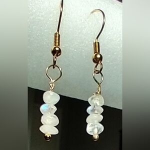Handmade Raw Natural Stone Moonstone Drop Earrings